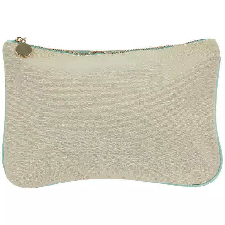Colored Trim Canvas Pouch Custom Monogram