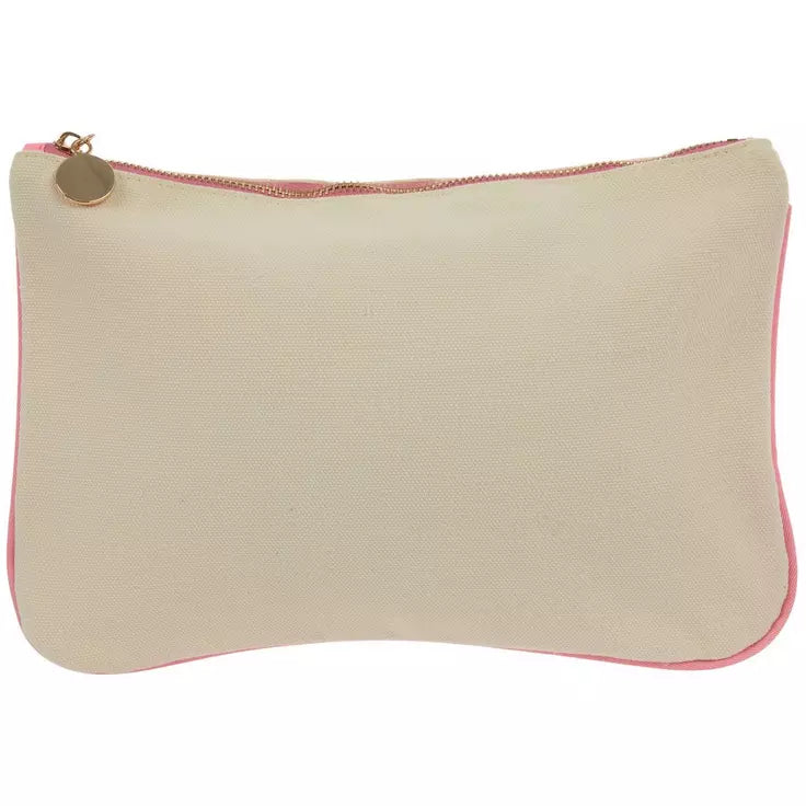 Colored Trim Canvas Pouch Custom Monogram