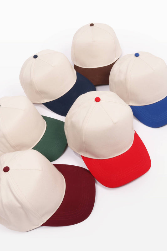 5 Panel Cotton Two-Tone Caps: Pink