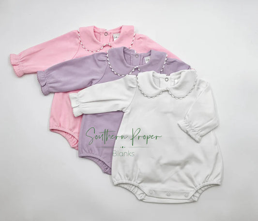 Long Sleeve Scallop Collar Bubble for Girls Custom Monogram