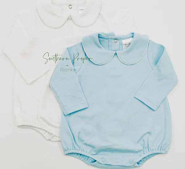 Long Sleeve Piping Collar Bubble for Boys Custom Monogram