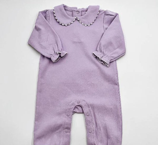 Long Sleeve Scallop Collar Romper for Girls Custom Monogram