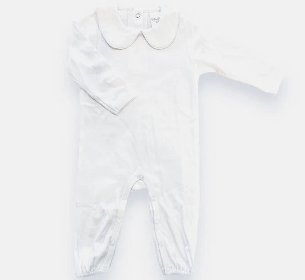 Long Sleeve Piping Collar Romper for Boys Custom Monogram