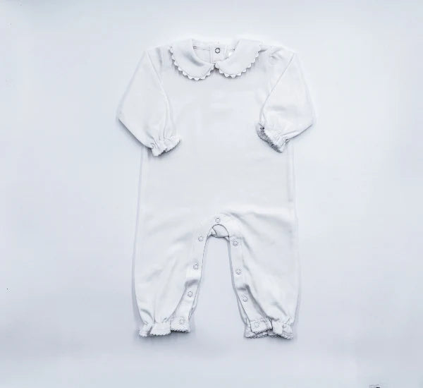 Long Sleeve Scallop Collar Romper for Girls Custom Monogram