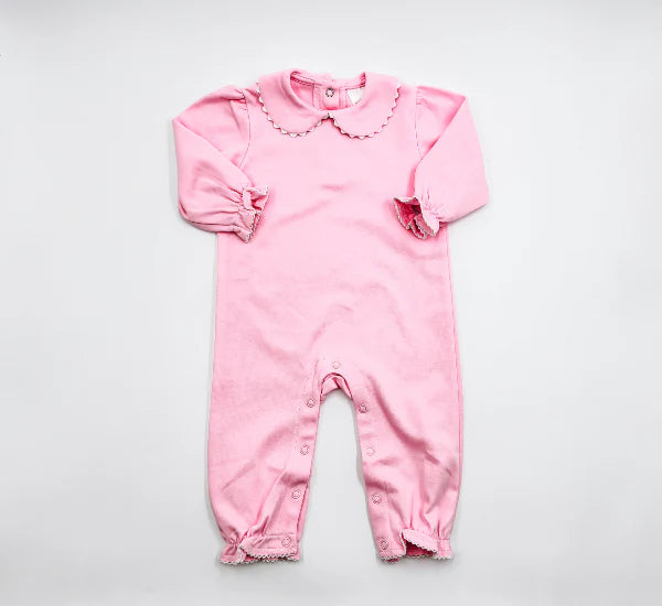 Long Sleeve Scallop Collar Romper for Girls Custom Monogram
