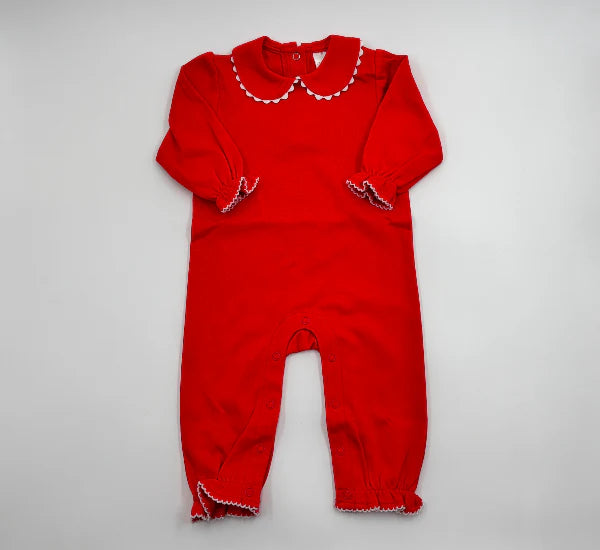 Long Sleeve Scallop Collar Romper for Girls Custom Monogram