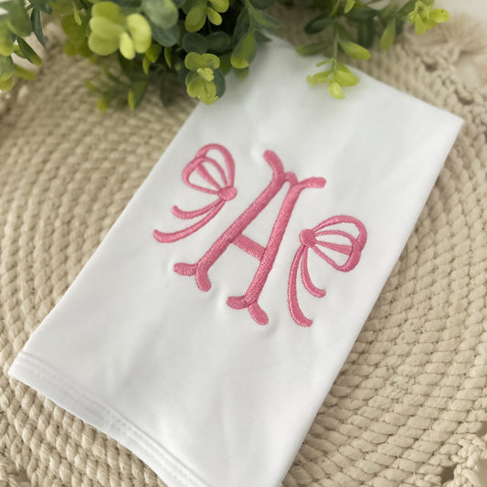 Infant Picot Trim Burp Cloth Custom Monogram