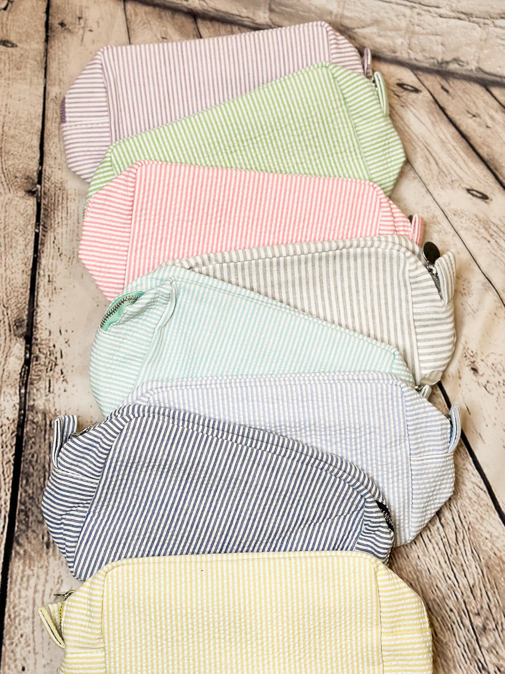 Seersucker Everything Bag Zip Pouch Custom Monogram