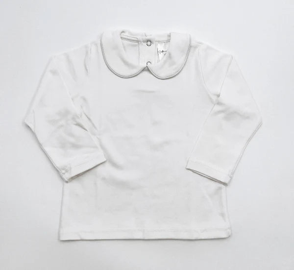 Long Sleeve Piping Collar Shirt for Boys Custom Monogram