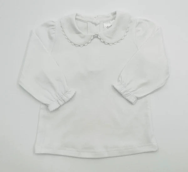 Long Sleeve Scallop Collar Shirt for Girls Custom Monogram
