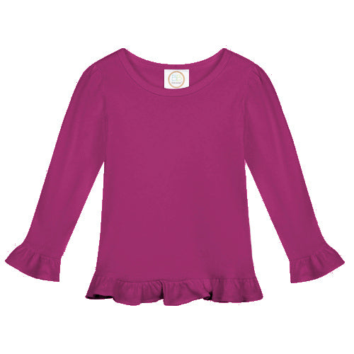 Long Sleeve Ruffle Shirt for Girls Custom Monogram