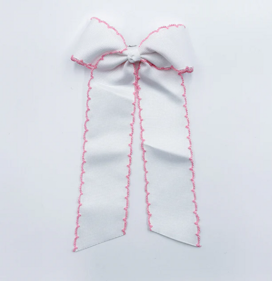 Girls Medium Long Tail Hair Bow Custom Monogram