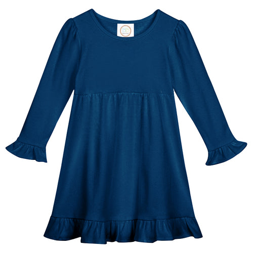 Long Sleeve Ruffle Dress for Girls Custom Monogram
