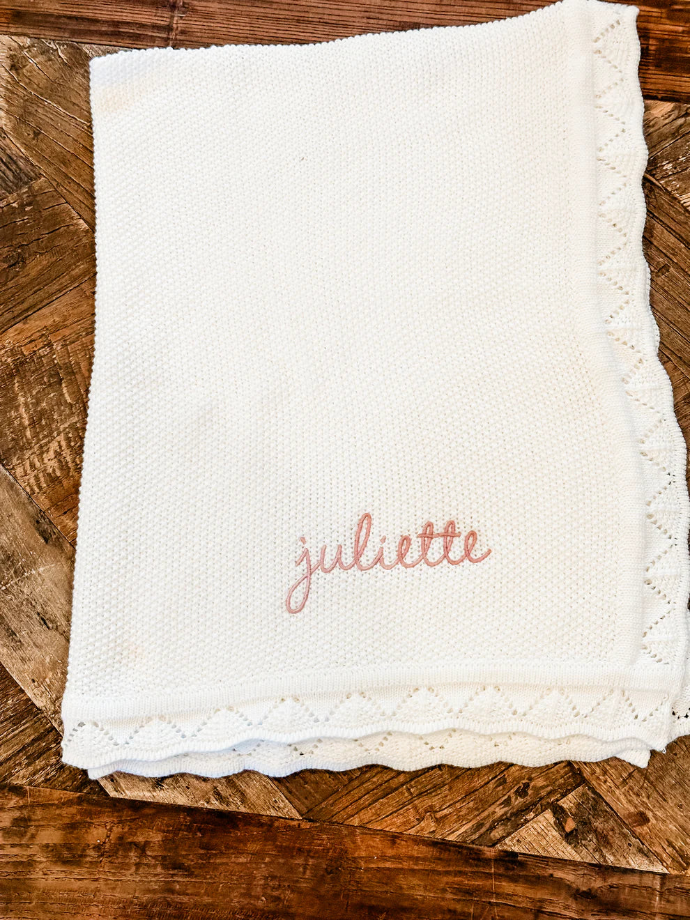 Infant Scalloped Edge Blanket Custom Monogram