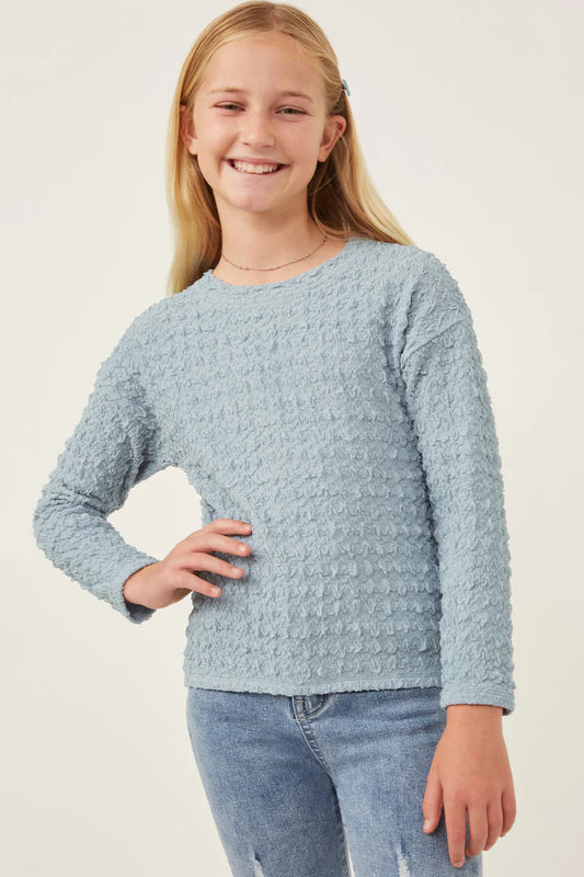Layla Textured Stretch Long Sleeve Knit Shirt