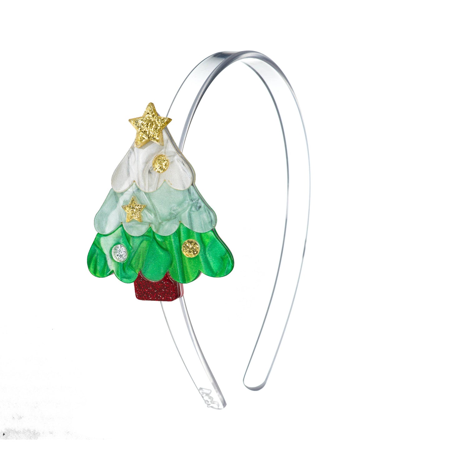 GiGi Lilies & Roses Christmas Tree Green Pearlized Headband for Girls