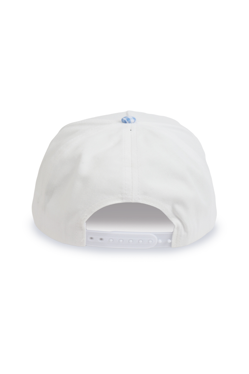 GINGHAM Print Brim Two Tone 5 Panel Cap: Pink