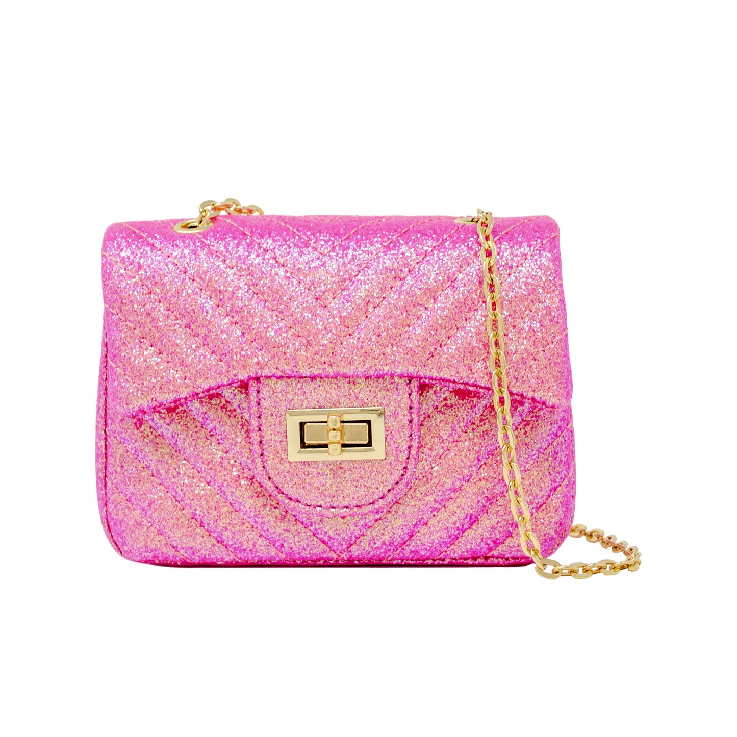 Classic Glitter Wave Handbag: Pink