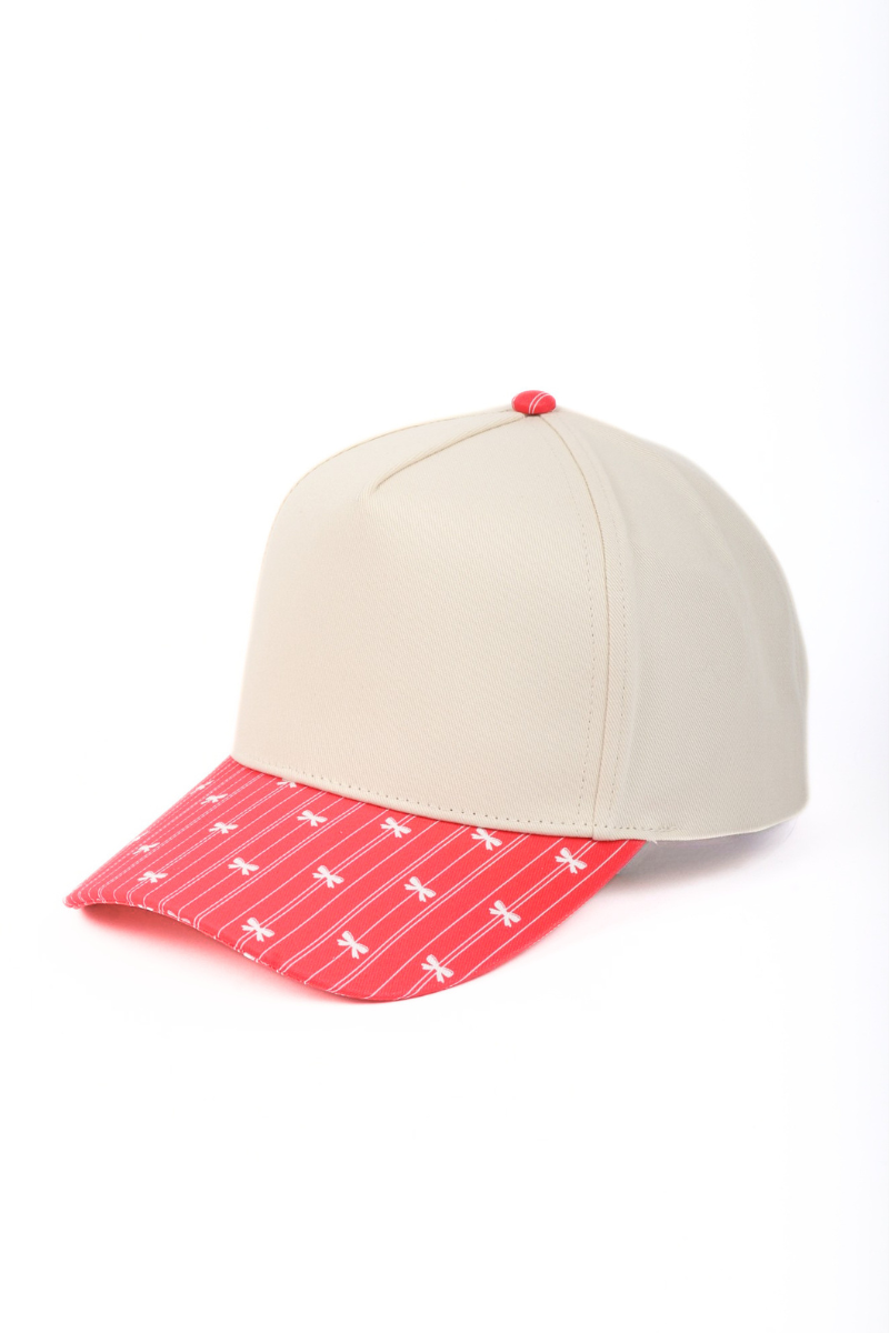 HOLIDAY Christmas STRIPES HEART BOW Printed Two Tone Cap: FWCAP7412 RED