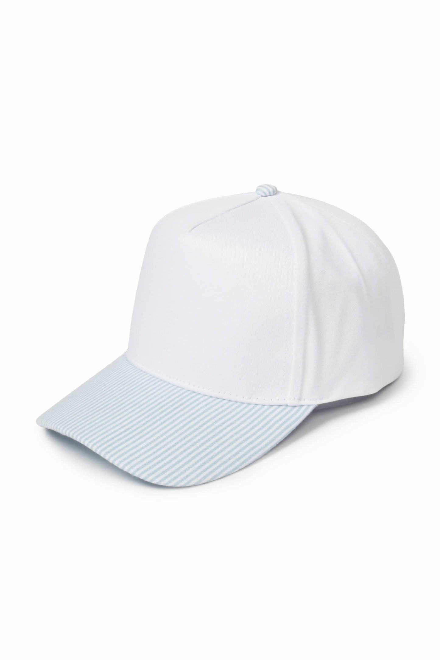 Stripe Brim 5-Panel Baseball Cap: Blue