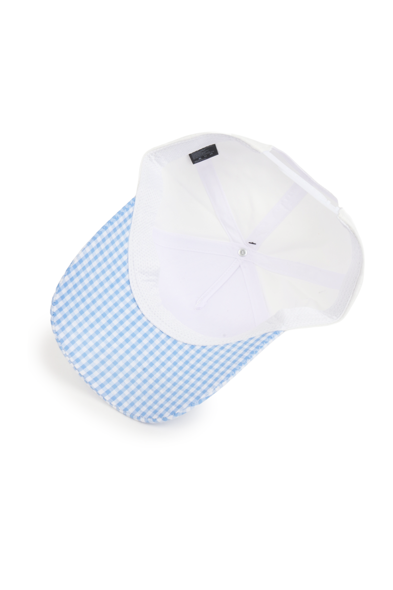 GINGHAM Print Brim Two Tone 5 Panel Cap: Pink