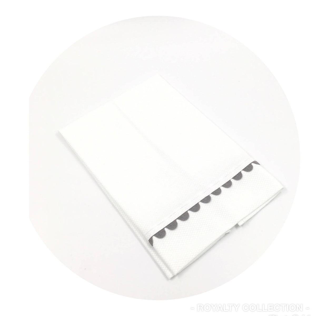 White Cotton Pique Guest Towel - With Trim: White