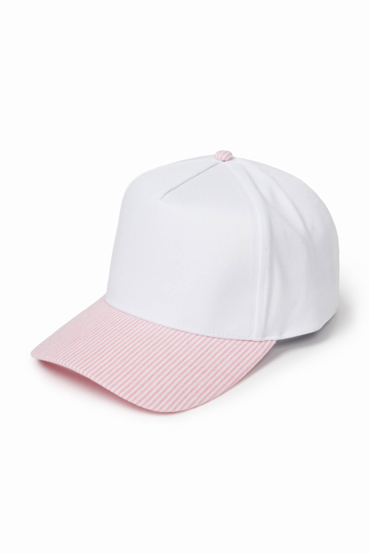 Stripe Brim 5-Panel Baseball Cap: Pink