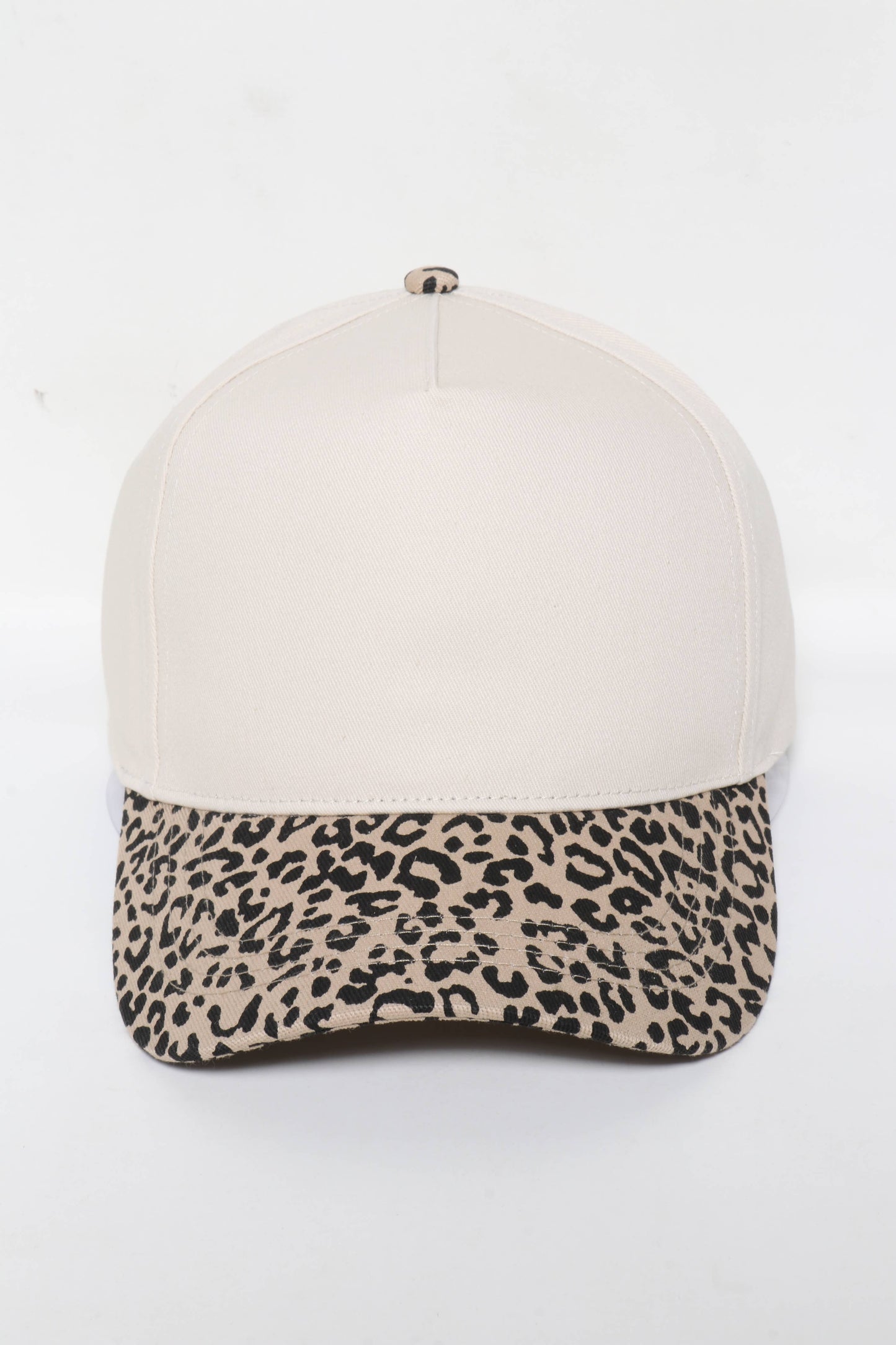 Leopard Print Brim 5-Panel Blank Cap: Leopard
