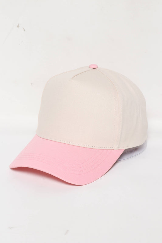 5 Panel Cotton Two-Tone Caps: Pink