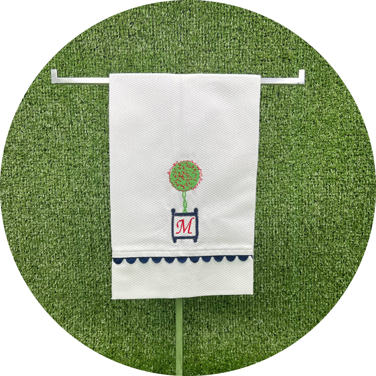 White Cotton Pique Guest Towel - With Trim: White
