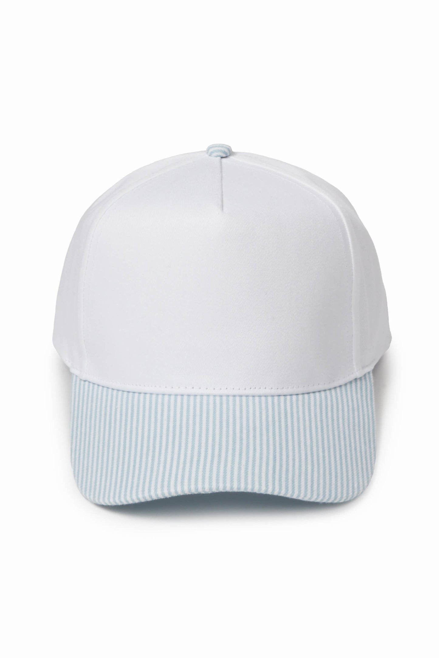 Stripe Brim 5-Panel Baseball Cap: Blue