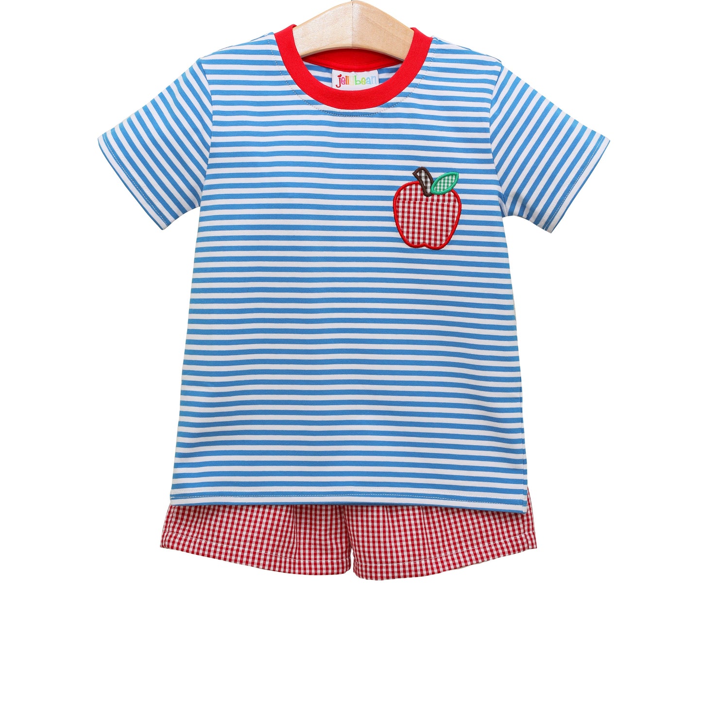 Apple Applique Pocket Short Set for boys by Jellybean by Smock Candy