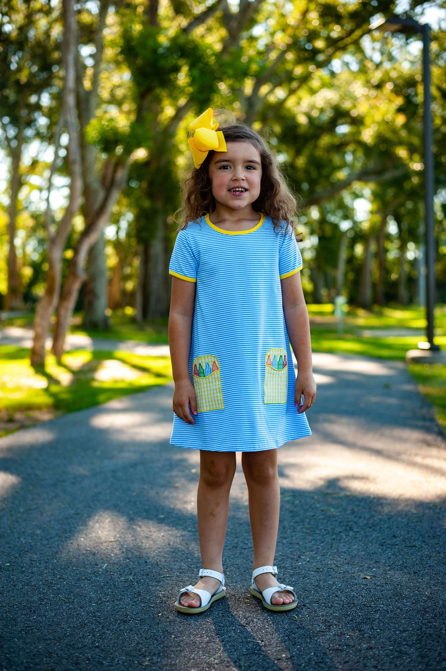 Crayon Pocket Applique Dress for girls by Jellybean by Smock Candy