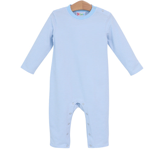 James Long Sleeve Romper in Light Blue Stripe for boys Jellybean by Smock Candy