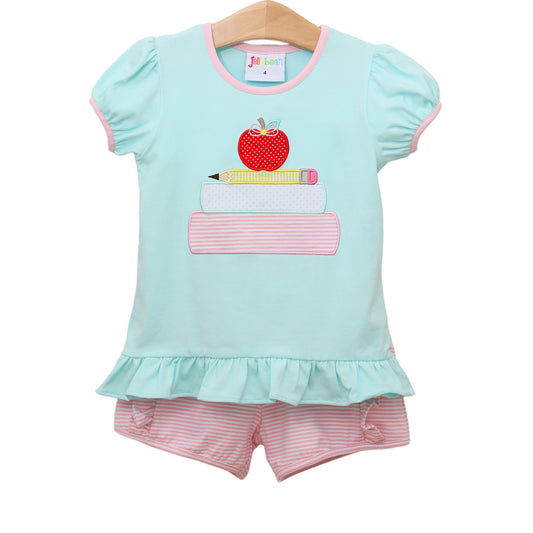 School Book Stack Ruffle Short Set for girls by Jellybean by Smock Candy