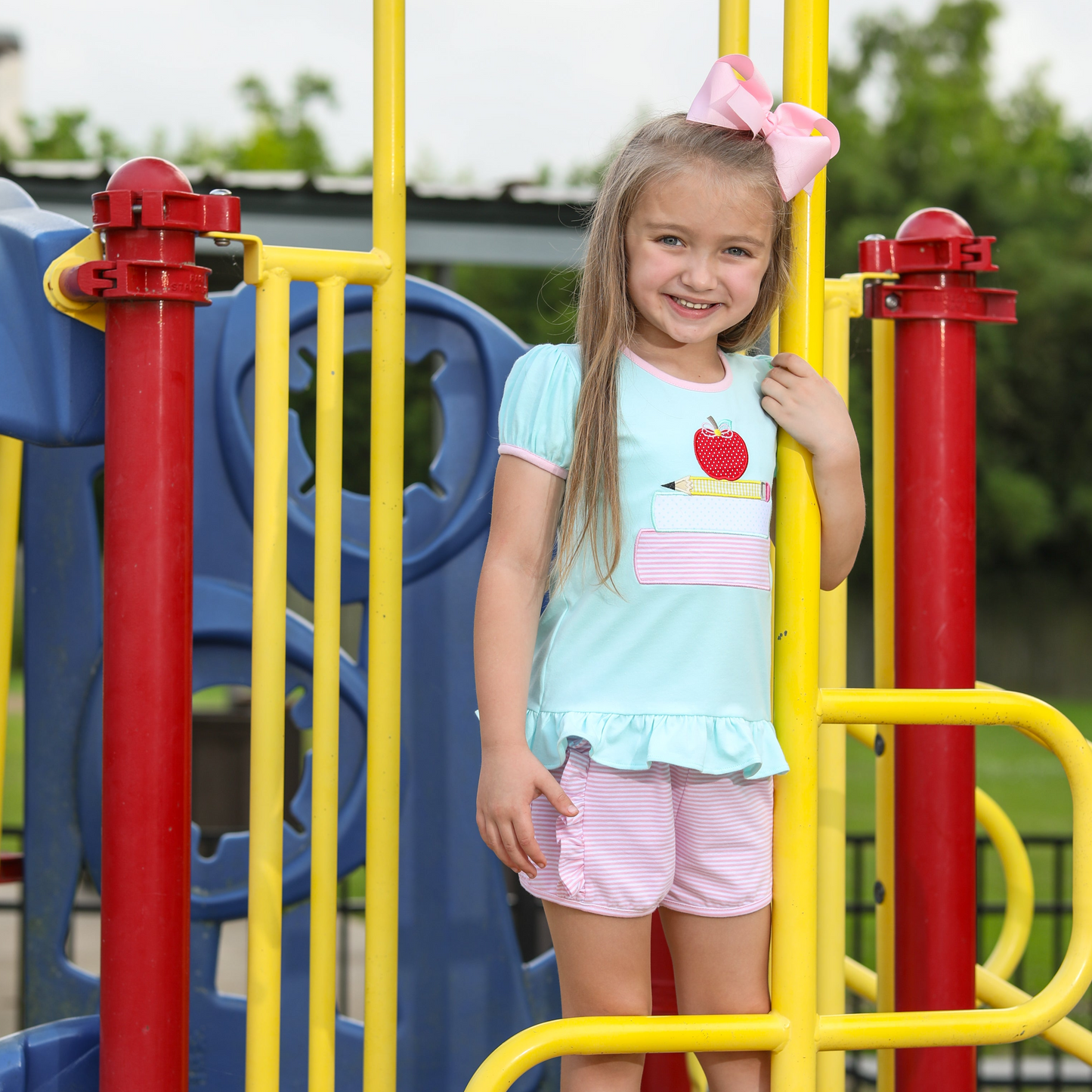 School Book Stack Ruffle Short Set for girls by Jellybean by Smock Candy