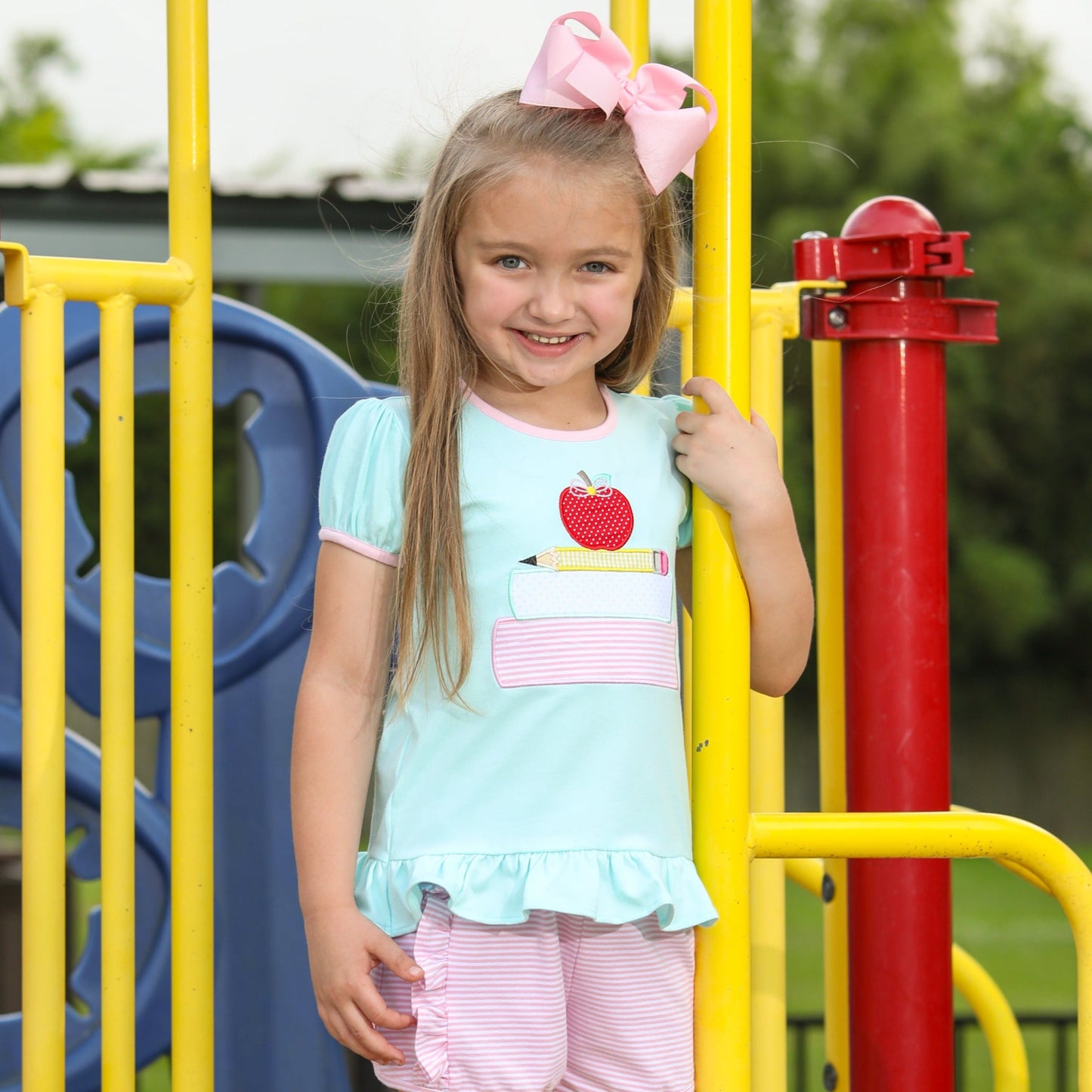 School Book Stack Ruffle Short Set for girls by Jellybean by Smock Candy