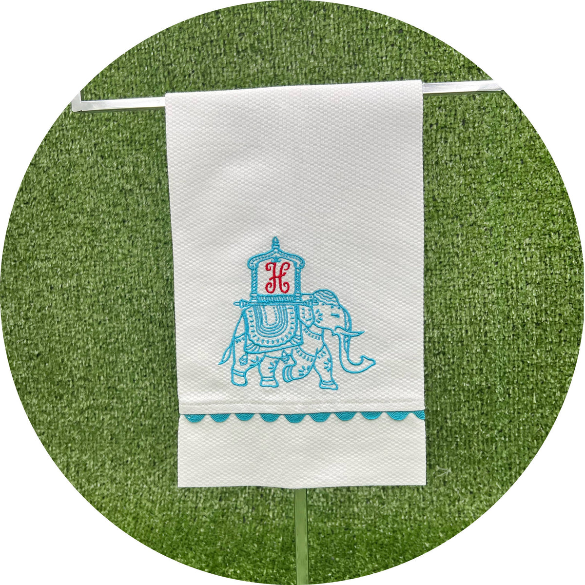 White Cotton Pique Guest Towel - With Trim: White