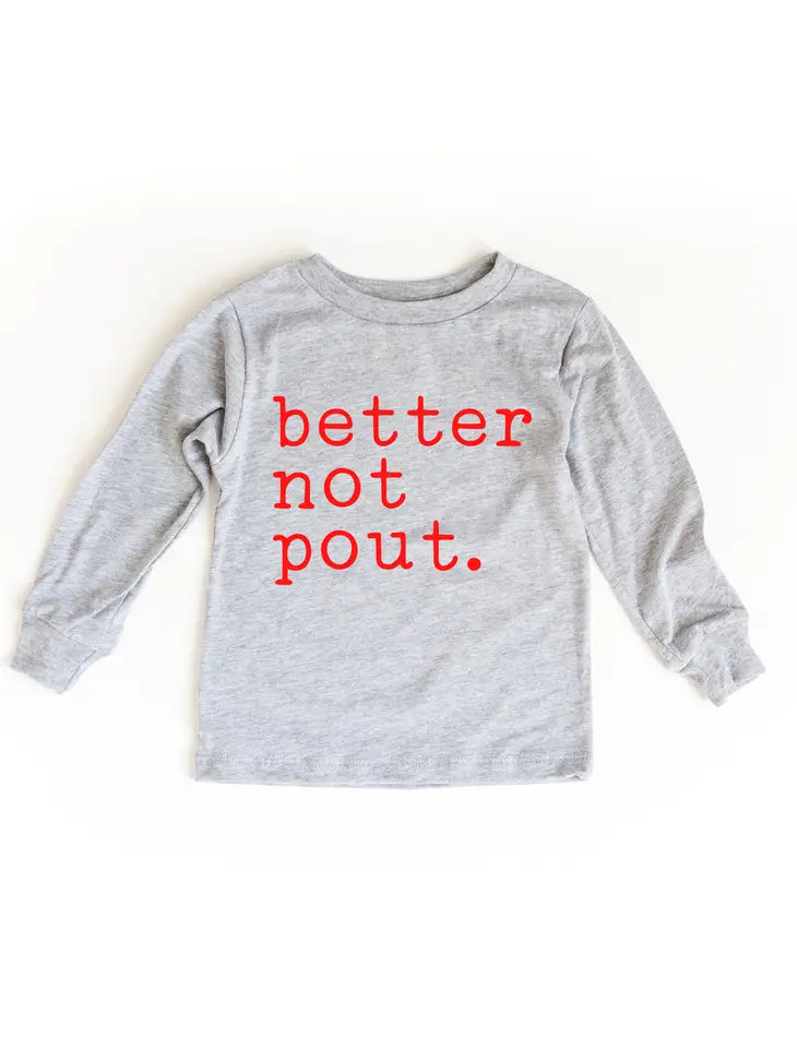 Better Not Pout Gray Long Sleeve Christmas Graphic  T-Shirt