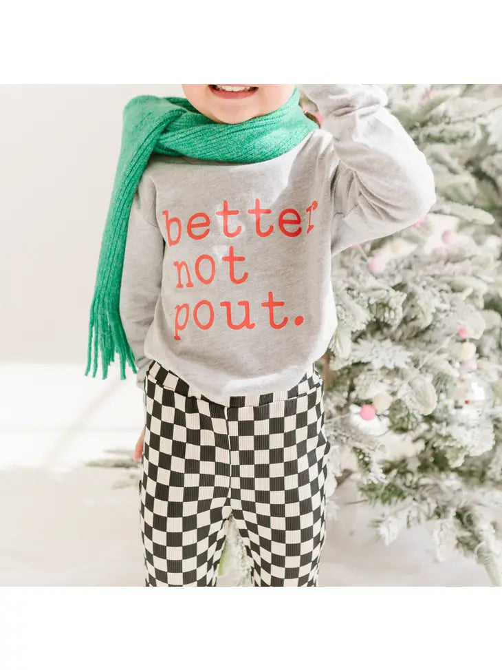 Better Not Pout Gray Long Sleeve Christmas Graphic  T-Shirt