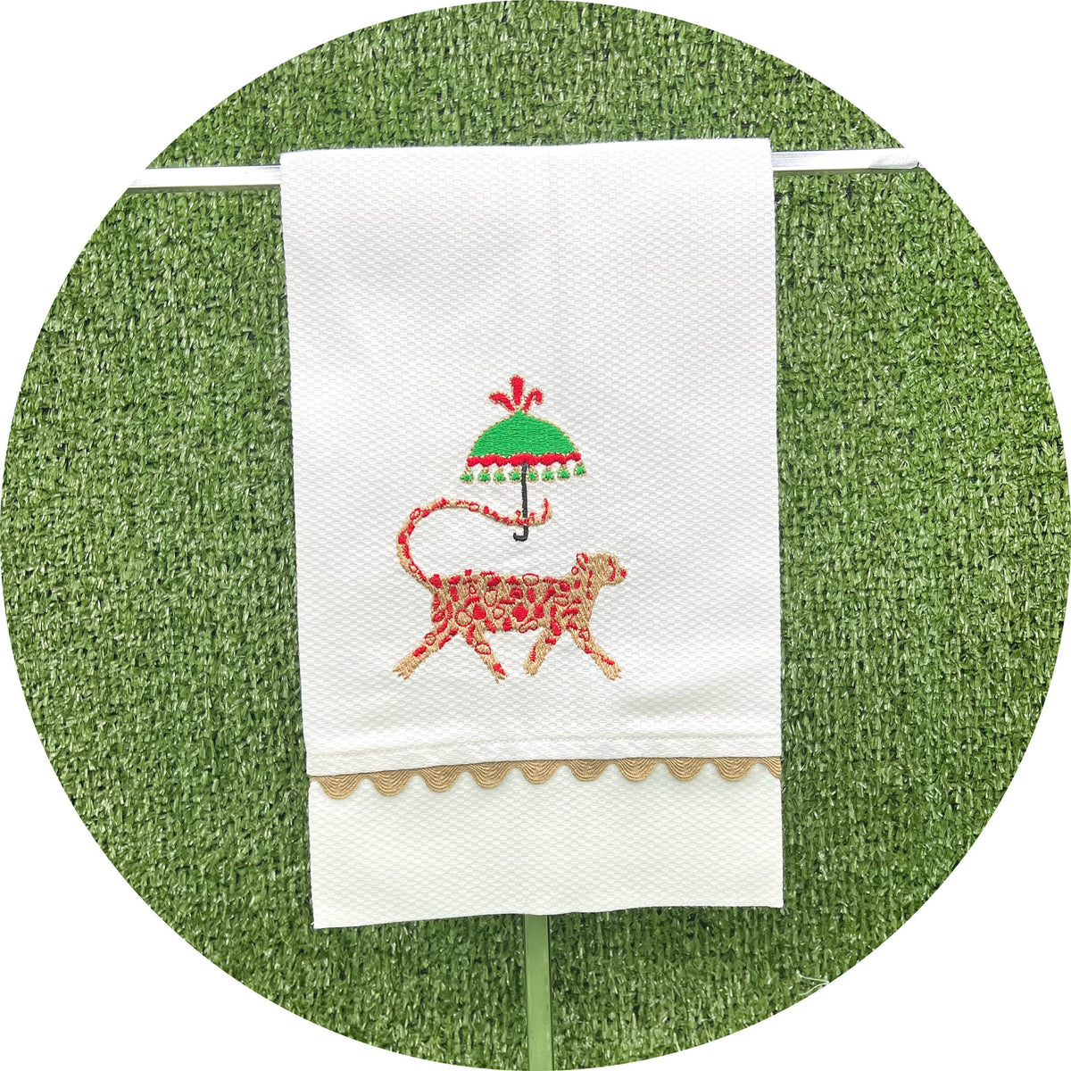 White Cotton Pique Guest Towel - With Trim: White