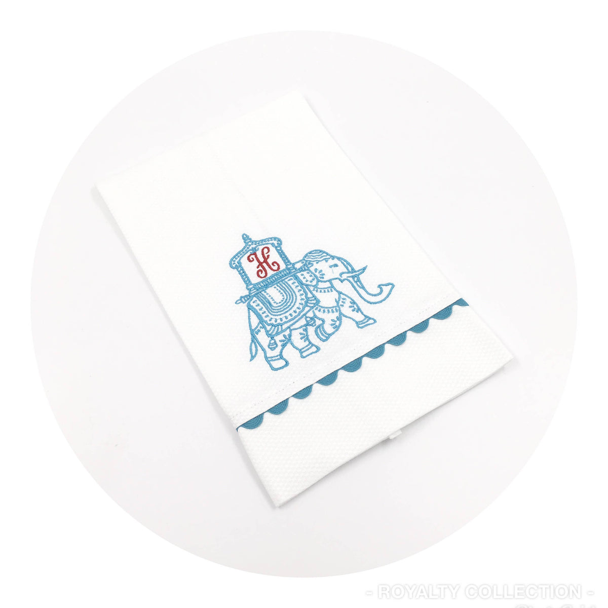 White Cotton Pique Guest Towel - With Trim: White