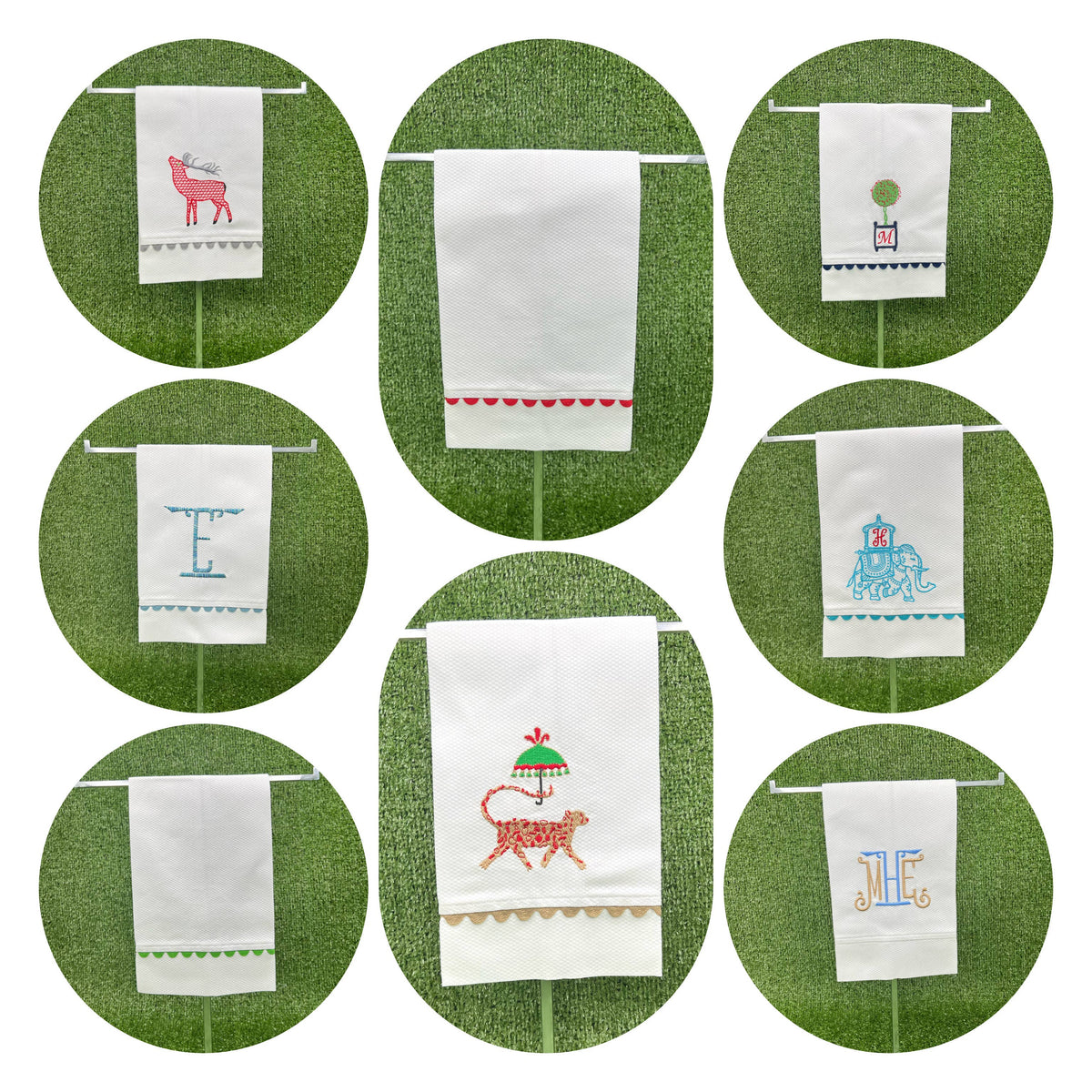 White Cotton Pique Guest Towel - With Trim: White