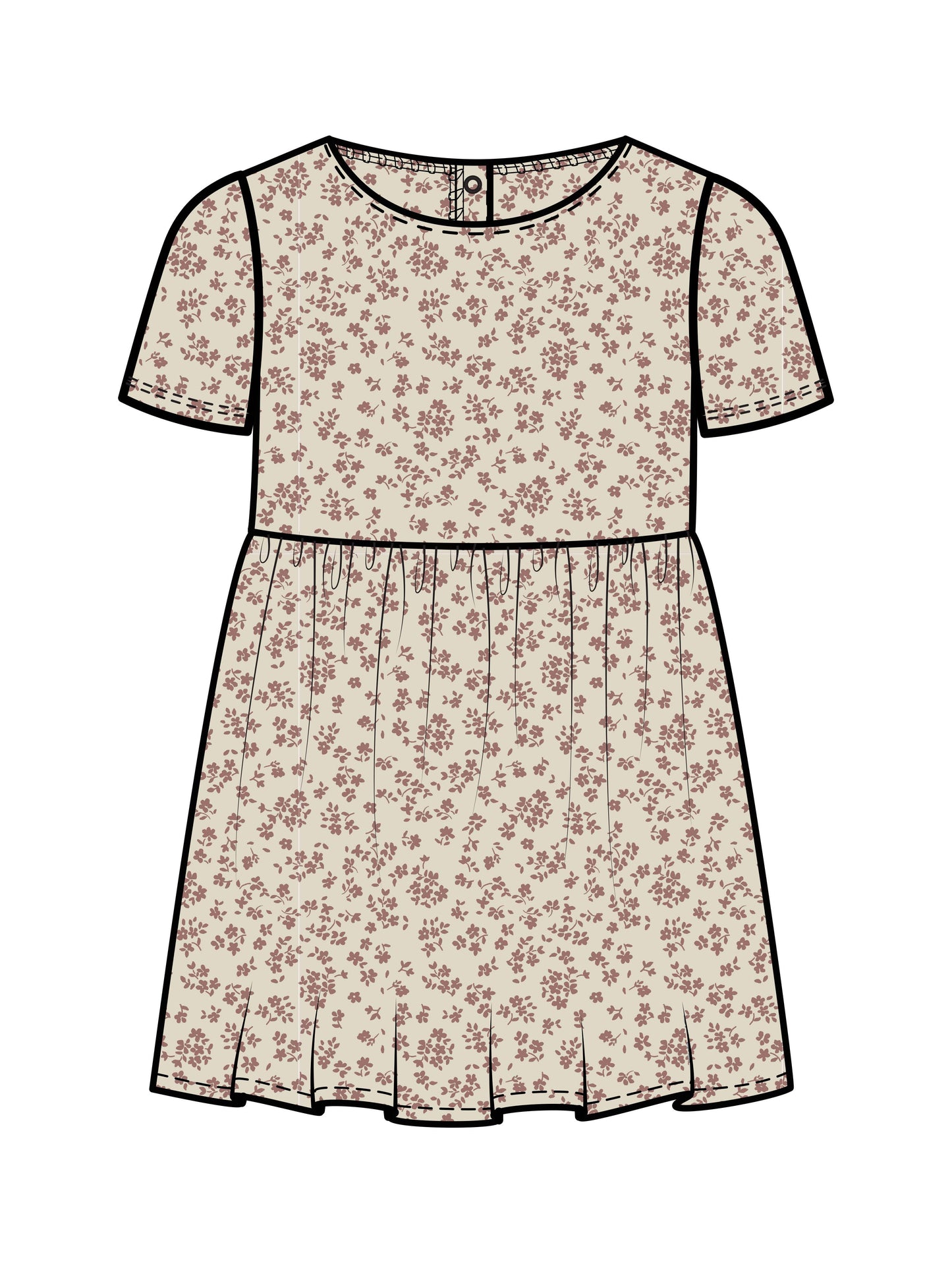 Organic Kids Short Sleeve Stella Swing Dress - Alma Floral: 4T