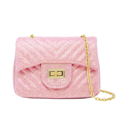 Classic Glitter Wave Handbag: Pink