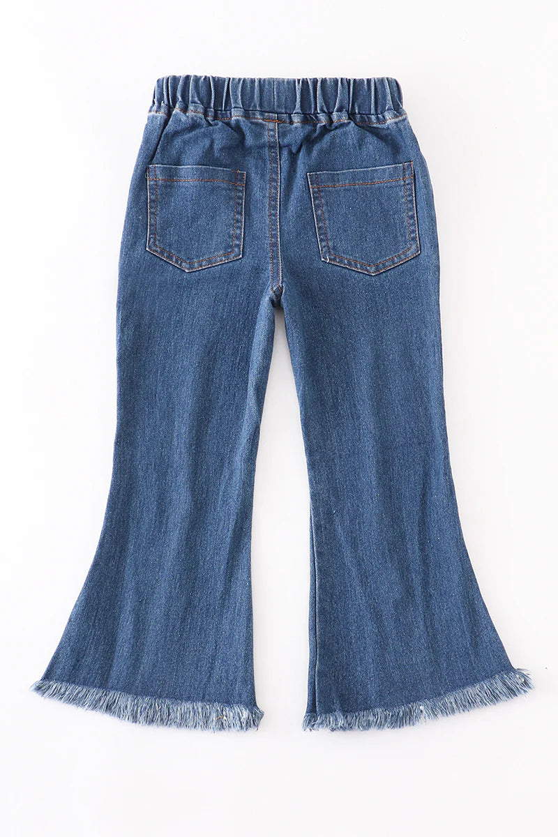 Flora Open Front Bell Denim Jeans